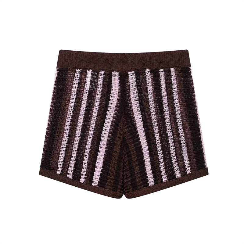 2025 Spring/Summer New Product Casual Women's Polo Shirt Short Sleeve Knitted Shirt High Waist Knitted Shorts Set
