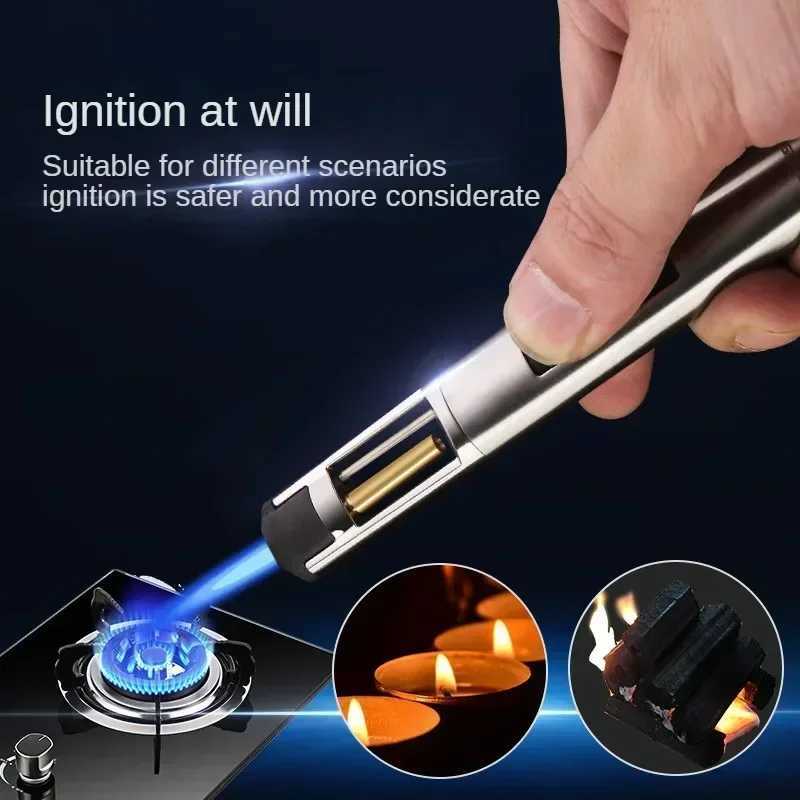 Torch Kitchen Candle Gas Stove Lighter Jet Gun Welding Butane Lighters Cigar Accessory Outdoors Windproof Cool Gadgets Men GiftsC250315
