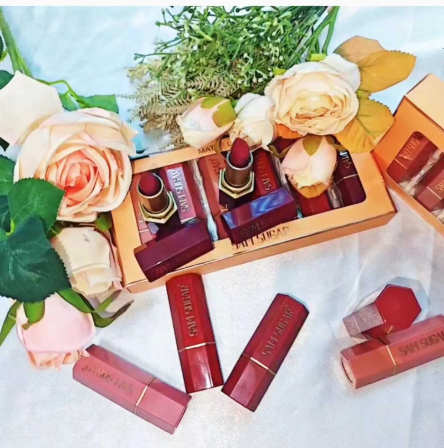 SAM SUGAR 6pcs Set Matte Long Lasting Lipstick Kit Waterproof Sweatproof Non-sticky Easy Color Velvet Moisturizing LipstickT251110