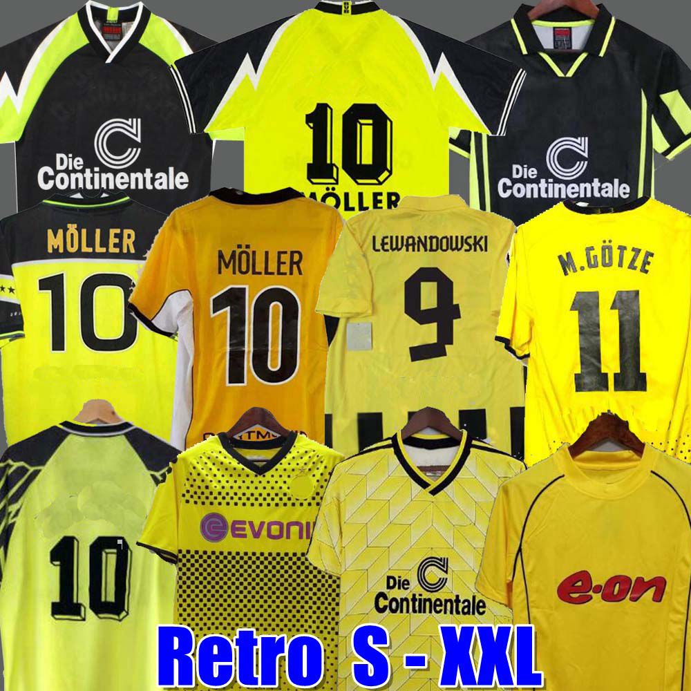 1995 96 97 98 99 2000 01 02 Retro dortmundS Soccer Jersey Lewandowski REUS METZELDER DEDE MOLLER AMOROSO ROSICKY BOBIC Classic adult Football shirt 999