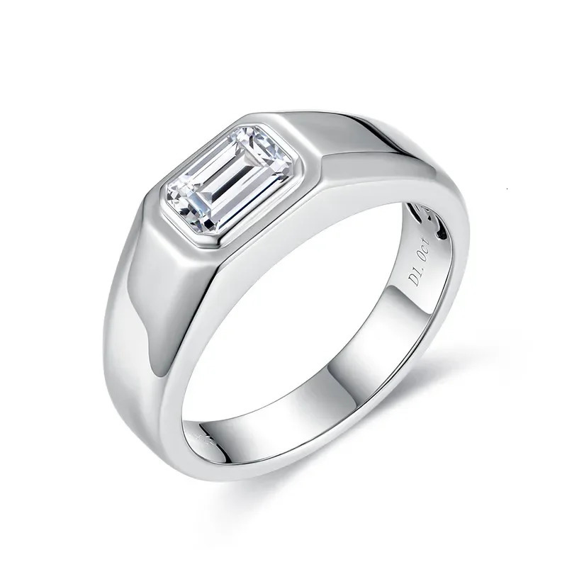 Follow Cloud 57mm 10ct Emerald Cut Diamond Engagement Ring for Men 925 Sterling Silver Plated 18K Gold Wedding Band 251103