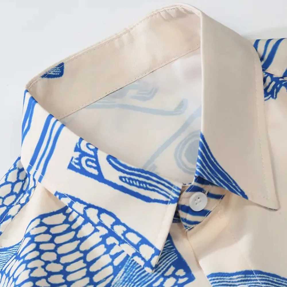 Summer shirt retro fish pattern short sleeved lapel shirt mens casual vacation button up shirt full set printed short sleeved shirt X250410