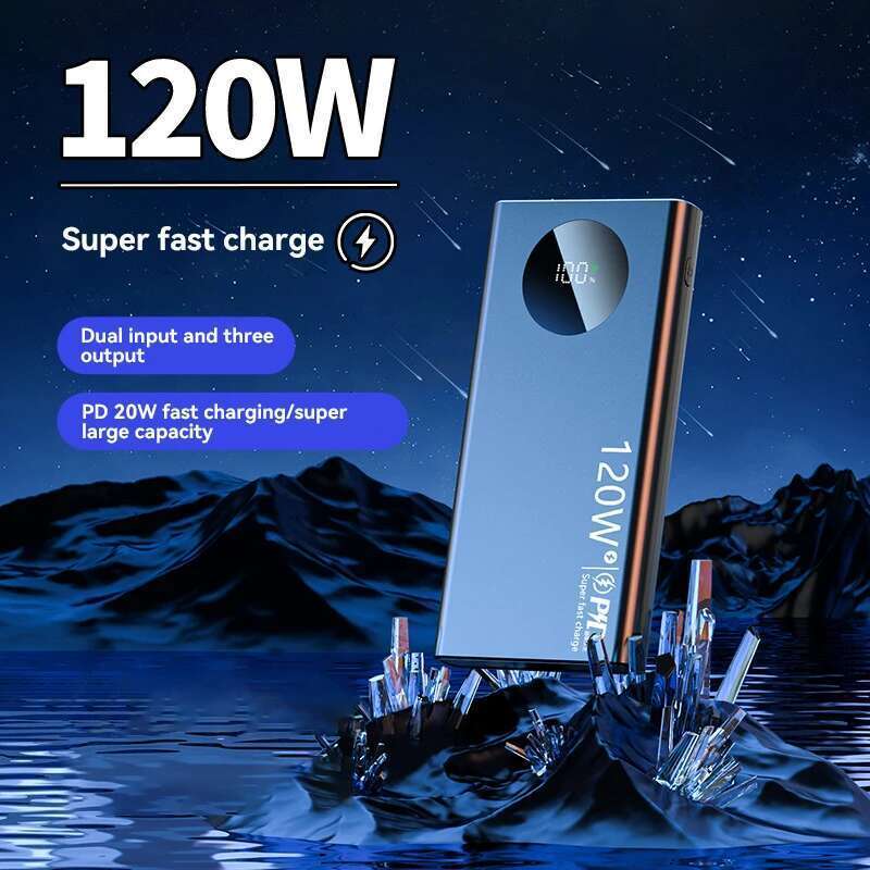 120W 20000mAh High Capacity Power Bank Fast Charging Powerbank Portable Battery Charger For Samsung Huawei 2025 New