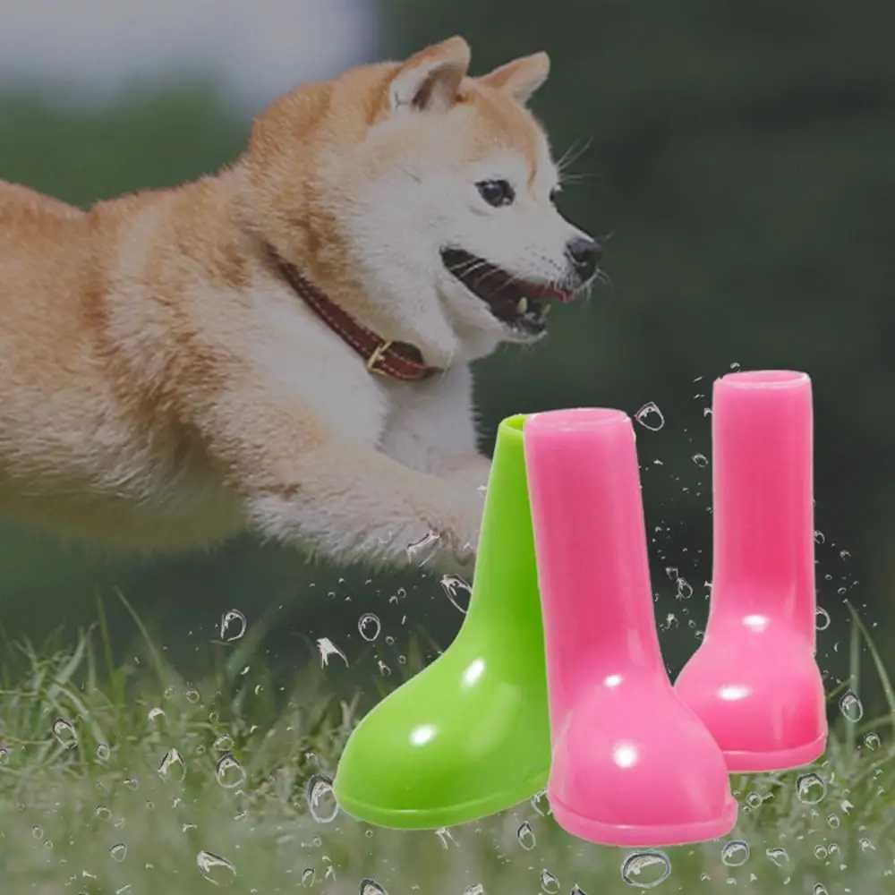 4 waterproof pet dog shoes anti slip anti licking pet paws reusable elastic dog rain boots for outdoor use T2504010