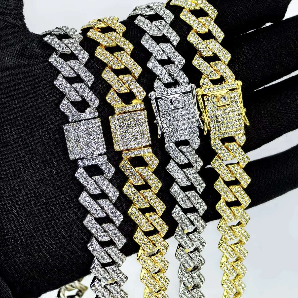Manufacturer's Hot Selg High-quality Fashionable Hip-hop Stainless Steel Full Dia 15mm Cuban Chain Bracelet Necklace