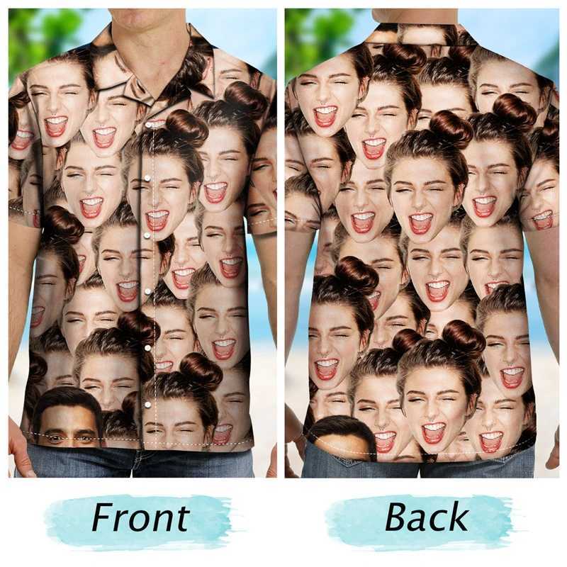 Unisex Hawaiian Shirt Customized Fun 3D Diy Facial Photo Printing Button Shirt Hawaiian Designer Shirt Mens Shirt New Shirt X250410