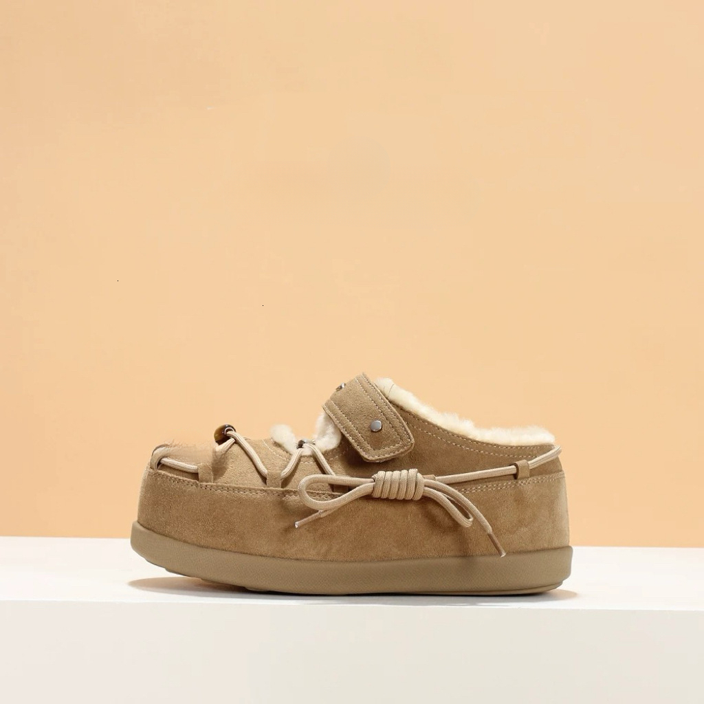 Designer Thick soled Wool Lined Snow Boots New True Fur Leather Shoes Autumn/Winter New Fashion Designer Shoes