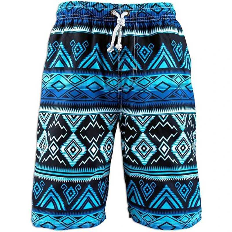Colorful ethnic graphic beach shorts for men math 3D printed shorts Hawaiian surfing ice shorts quick drying swim trunksW250410