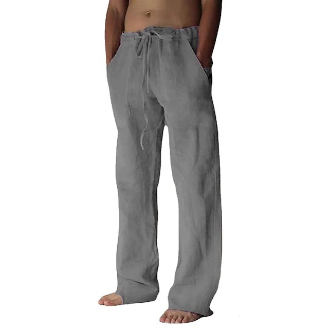 2025 new mens lightweight spring and autumn casual pants loose and versatile slightly elastic solid color straight leg pants