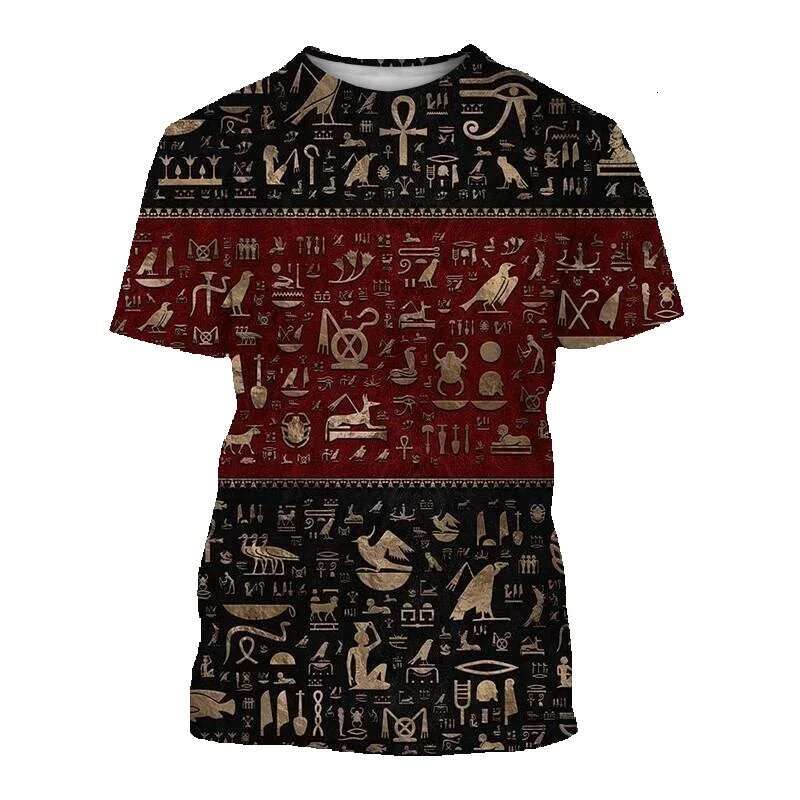 Retro Pharaoh Anubis Pattern Men's Summer Fashion Ancient Egyptian God 3D Printed Bulk Street Clothing T-shirt Top