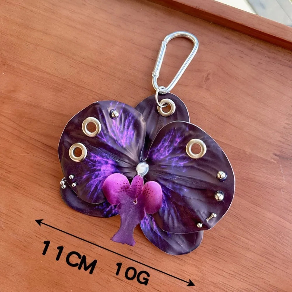 Fashion Simulation Flower Orchid Lily Keychain Gifts Colorful Simulation Flower Keyring Backpack Decoration Flower Bag Pendant 251110