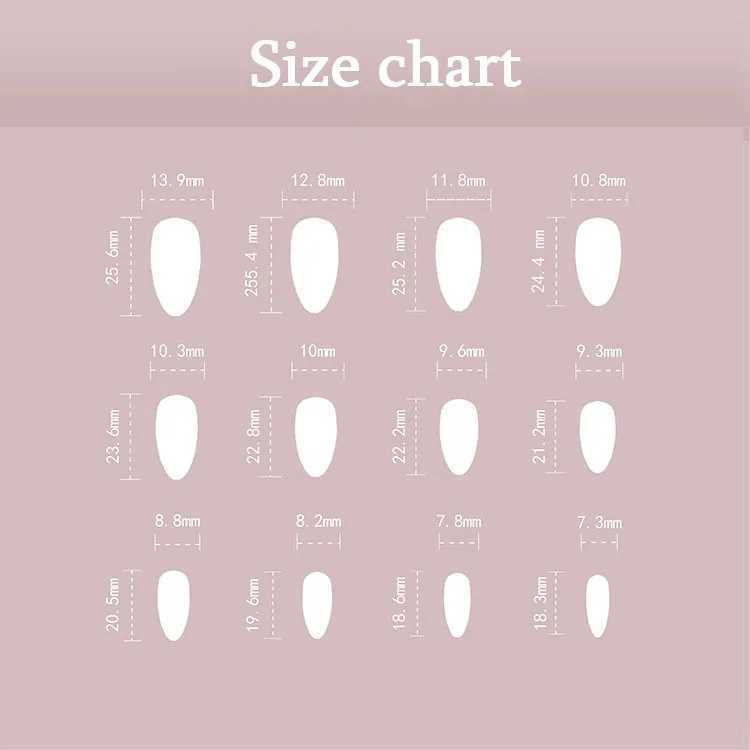 Rose pink French glitter pink wearable almond shaped fashionable fake nails complete set of decorative fake nails pressed with glue on the nails W2504