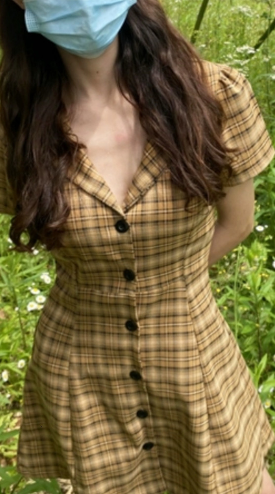 Vintage cotton linen red Plaid dress women elegant short sleeve button mini beach korean party casual vestidos 210521