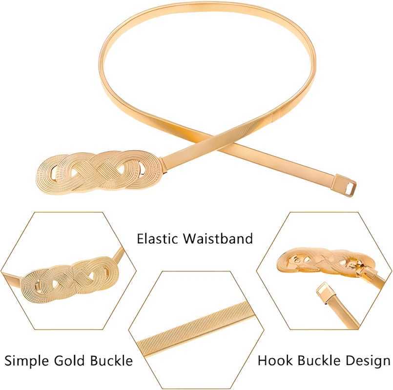 Wens Metal Tight Waistband DressGold Elastic Thin WaistbandElastic Dress Waistband X250410