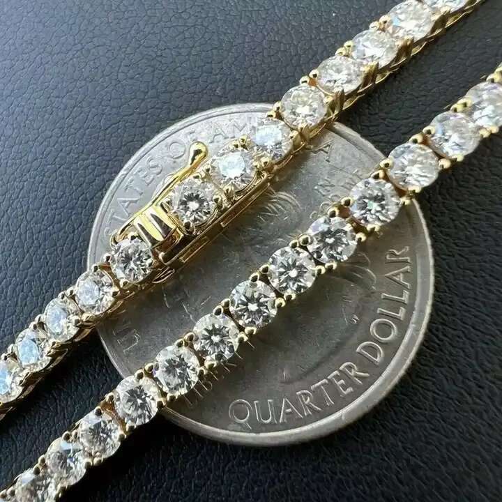 4mm VVS Chain 925 Sterling Silver Pass Diamond Tester Iced Out Hiphop Moissanite Tennis Chain
