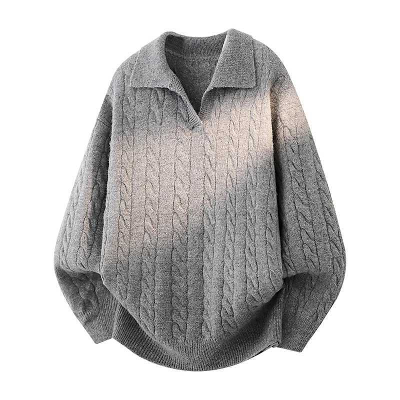 Fashion Mens Long Sleeve Knit Pullover Shirt Style Collar 2025 Fall Casual Loose Fit Comfortable Versatile Sweater Men Knit Sweatercoat Y251110