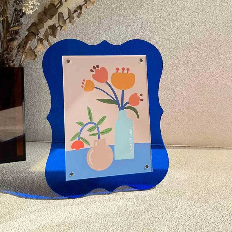 Colorful Acrylic Picture Wavy Desktop Display 7-inch Postcard Home Table Decor Transparent Photo Frame L251110 H260306