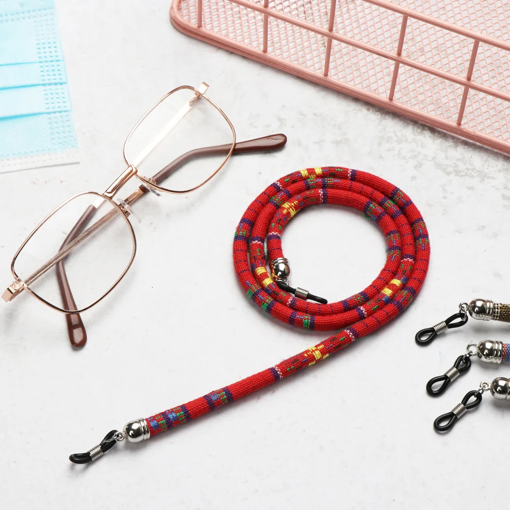 Colored acrylic bead glasses chain reading rope holder anti loss retro neck strap for accessories 250410