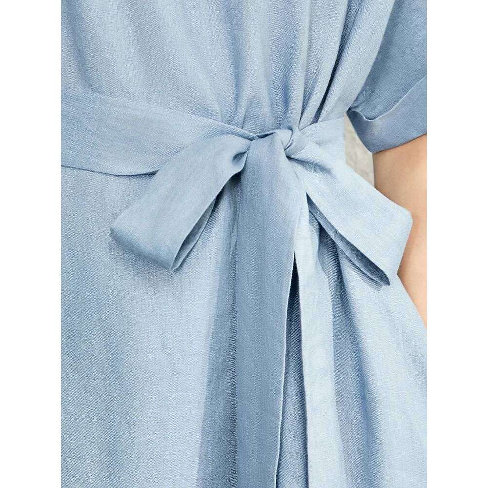 AMII Minimalist Women Dress 2023 Summer New 100% Linen Niche Fashion Artistic Temperament O-Neck Dresses Vestidos 12342278