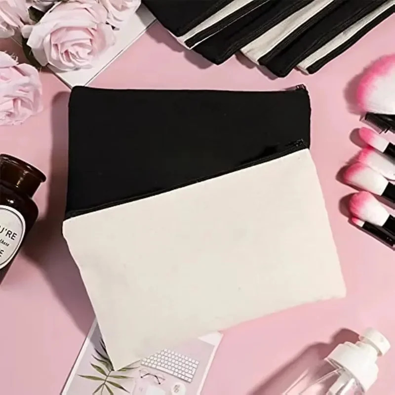 DIY Blank Canvas Zipper Pouch Bags School Pencil Bag Case for Craft Makeup Handmade Gift 251110
