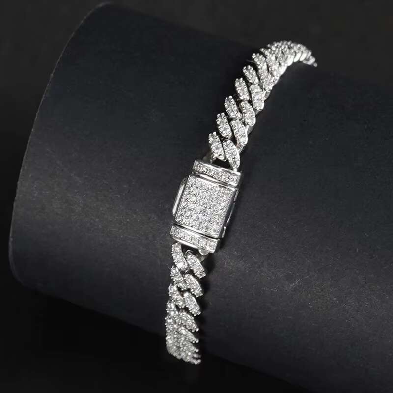 Hip Hop Iced Out Jewelry Miami Iced Out Cuban Link Chain 6mm 8mm Gold Plated 925 Sterling Silver Cuban Chain Women Men