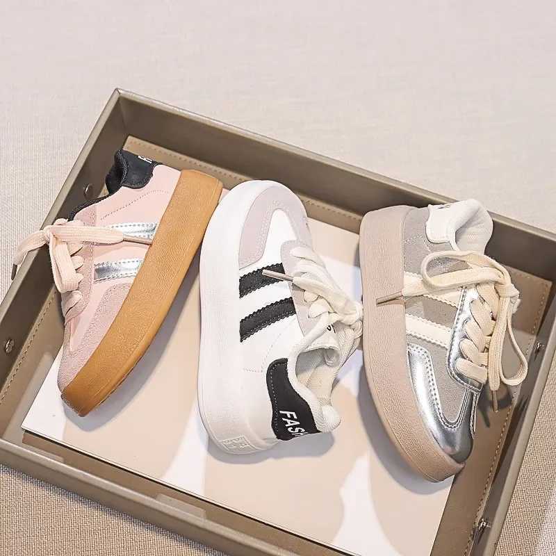 Lace Up Childrens Color Blocked Board Shoes Round Toe Sewing Thread Kids Soft Sole Thick Bottom Non Slip Outdoor Simple StyleT251110