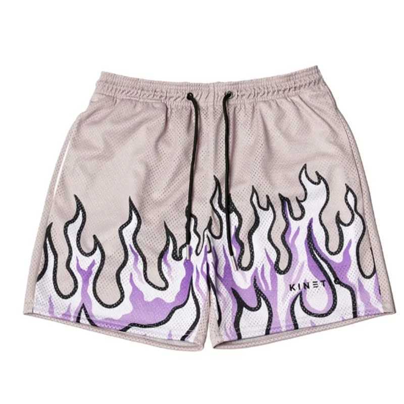2023 mesh breathable mens shorts gym basketball running quick drying shorts bagged flame print fashionable summer shorts X250410