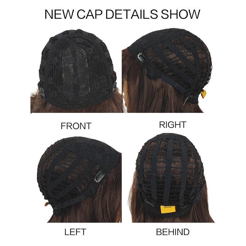 Medium-length straight hair fully hined 14 inches heat-resistant fiber high temperature silk dyeable and permable bangs synthetic wig Short Bob for en