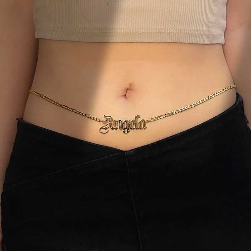 Custi name letter belly waist chain belly chain cuban chain personal waist chain sexy body chain bridesmaid wedding gif X250410