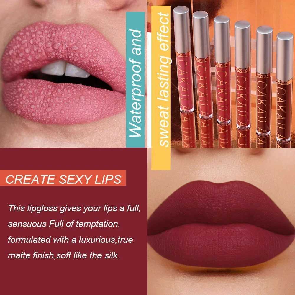 6-Color Liquid Matte Lipstick Set Velvet Matte Lip Gloss Kit Waterproof Moisturizer Easy To Wear Sexy Red Silky Lip Glaze MakeupT251110