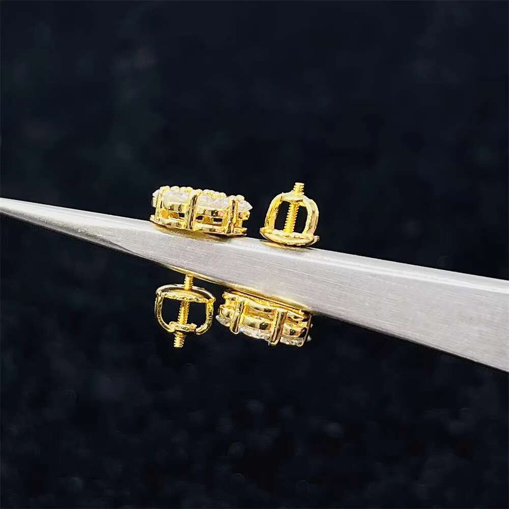 Popular Iced Out Jewelry Best Selling Lowest Price 925 Sterling Silver Gold Plated Jewelry VVS Moissanite Stud Earrings