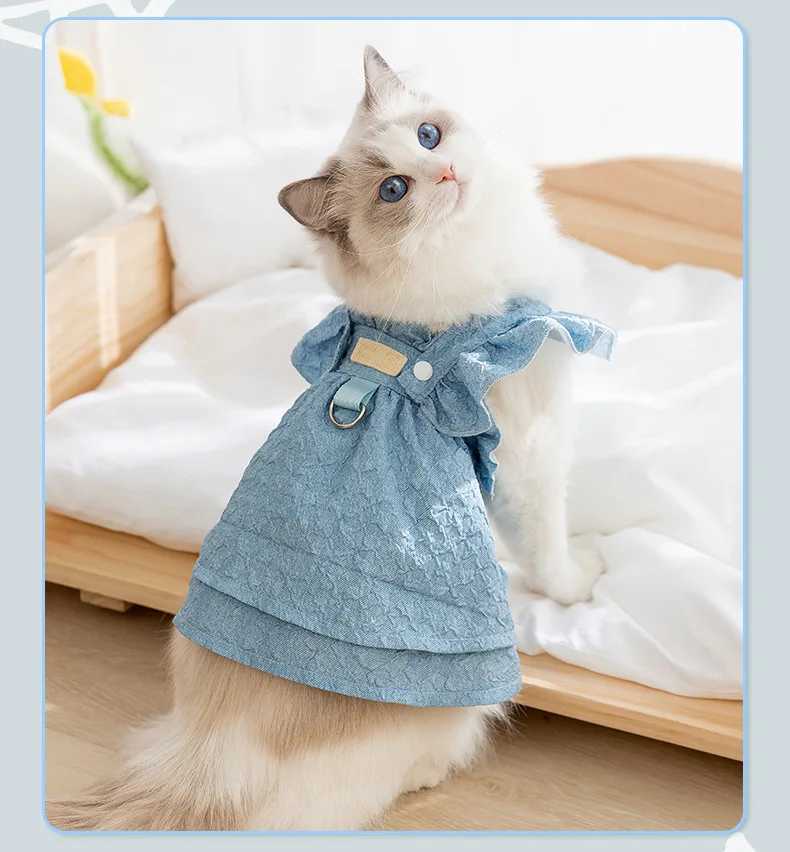 Luxury Jacquard Dog Dress for Small Dogs Cats Girl Ruffles Sleeve Puppy Princess Strap Skirts Spring Summer Clothes Pet Apparel J251110