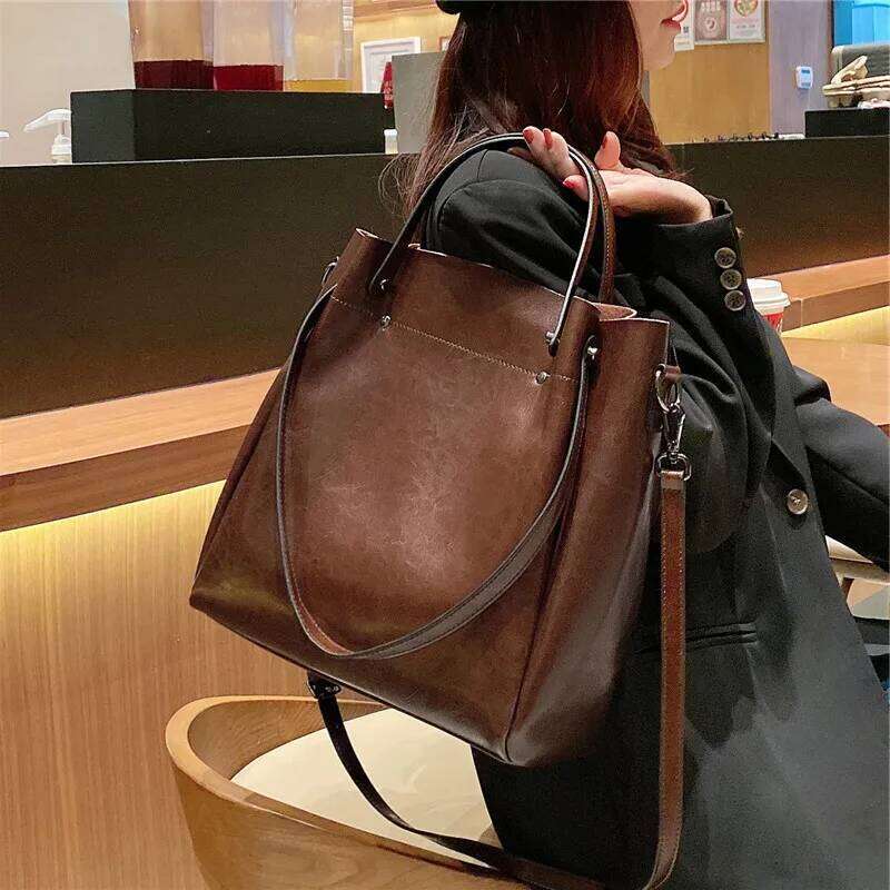 Burminsa Retro Cowhide Genuine Leather Handbags For Women 2025 Luxury Designer Work Tote Shopping Ladies Shoulder Crossbody Bags