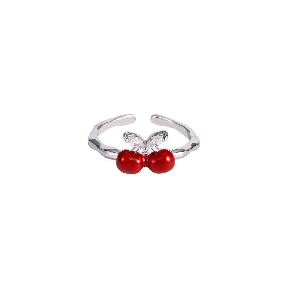 DHcollections Sweet and Exquisite Bowknot Cherry for Women Gentle Style Niche Fashionable Commuting Versatile Index Finger Ring
