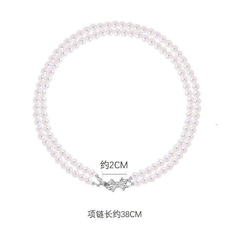 French Style Layered Bowknot Pearl for Women, High-end Luxury Cross-border Collarbone Chain, Elegant Versatile Necklace Wholesale