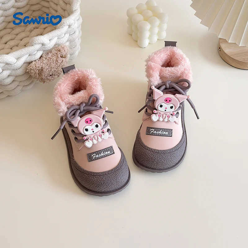 Sanrio Girl Winter Boots Cute Kuromi Snow Boots for Children Princess Fashion Cartoon Kids Princess Causal Ankle Boots Non-slip H251110