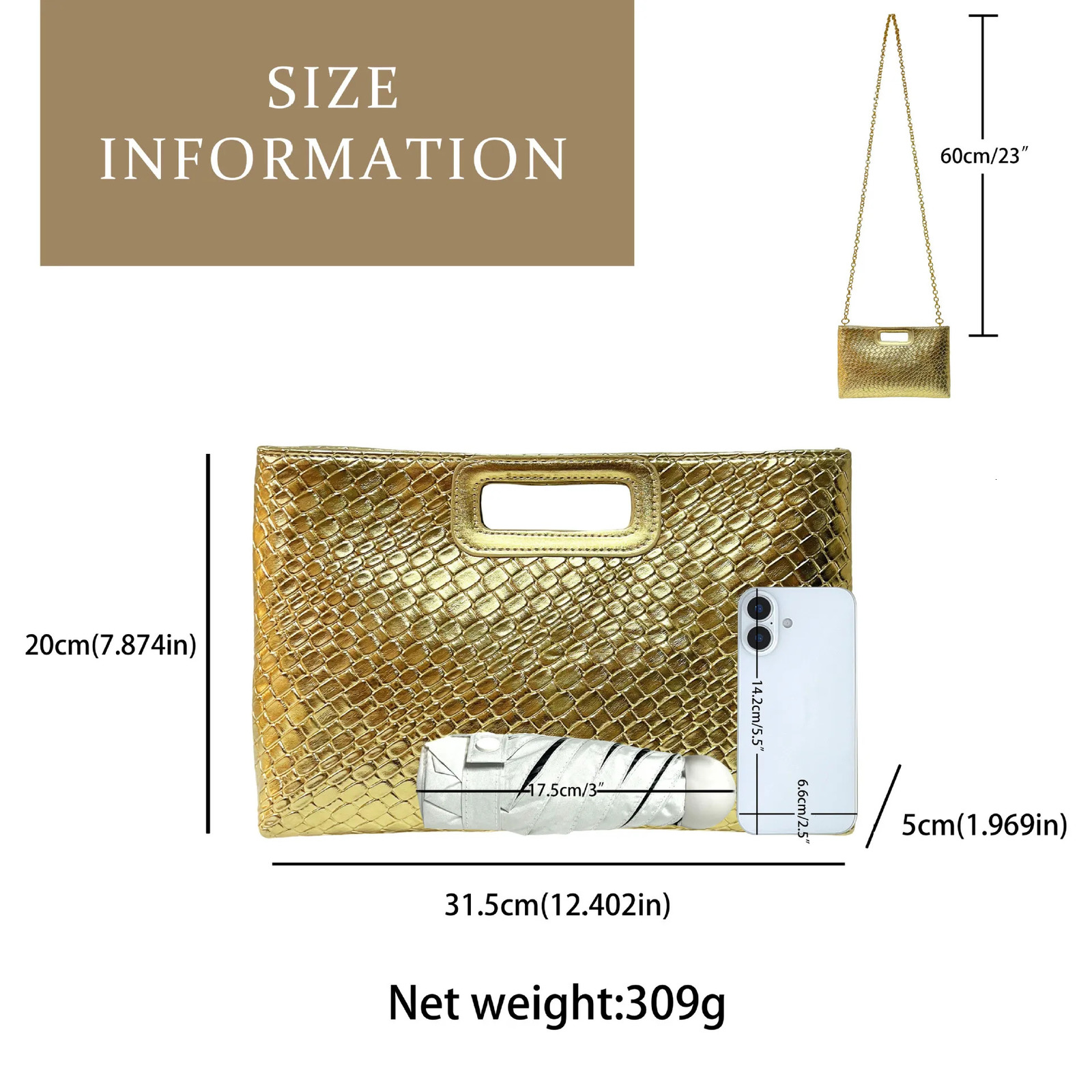 New Hot Sale Women Handbag Luxury Top Handle Tote with Chain Shoulder Bags Gold Leather Evening Clutch Purse for Dinner Party R251110