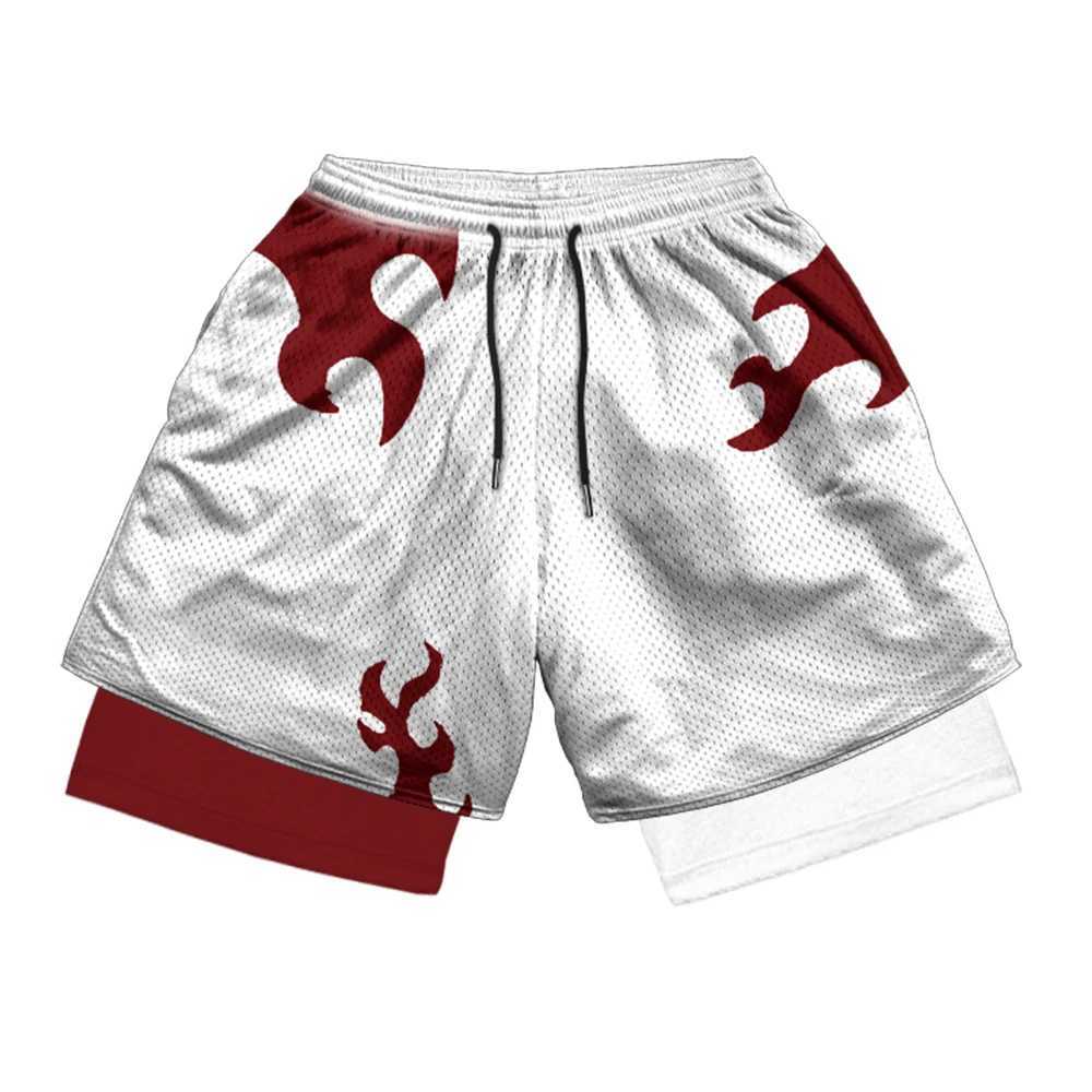 Fashion 2-in-1 sports running shorts for mens gym breathable and quick drying shorts for summer casual anime shorts with pockets X250410