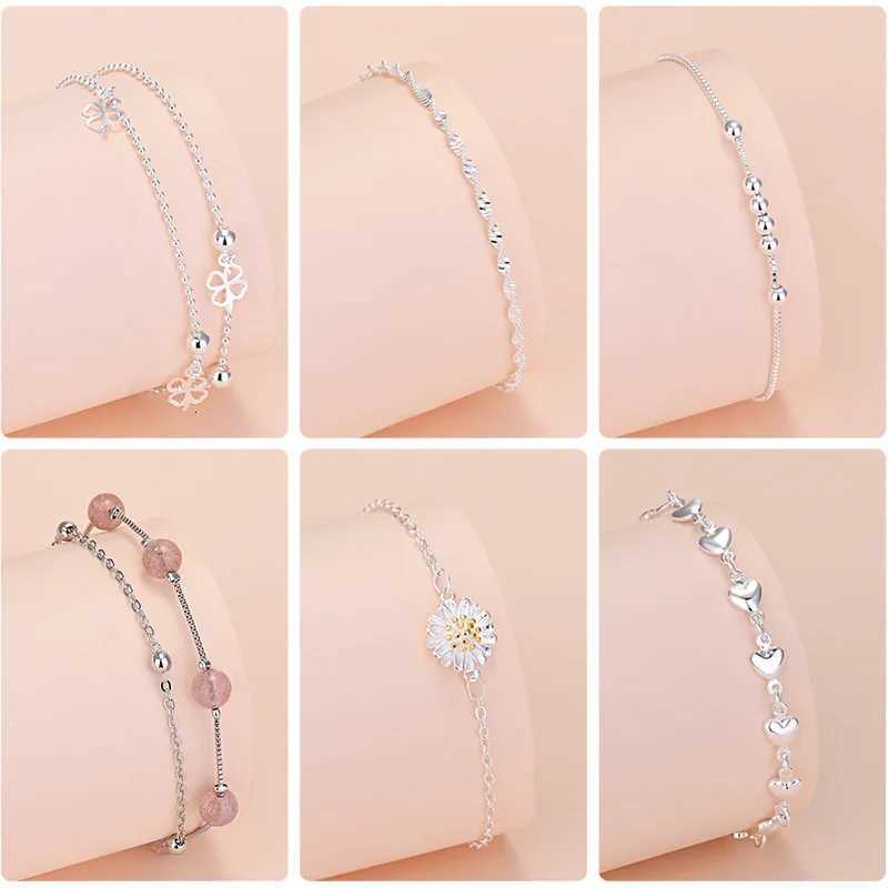 925 Sterling Silver Lucky Bead Charm Bracelet For Women Chain Round Bangles Fashion Luxury Quality Jewelry Christmas AccessoriesT251110