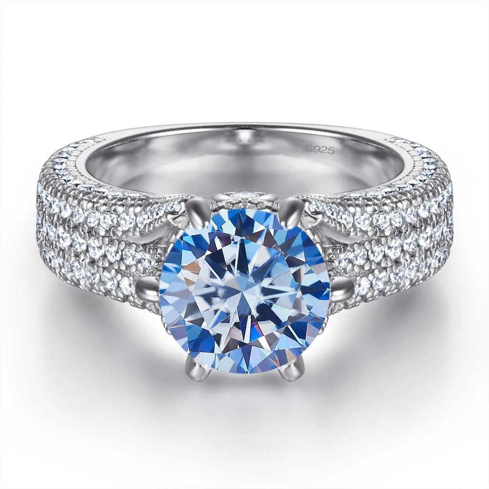 Joycejelly 2ct Colorful Rings for Women Sterling Silver 925 Jewelry Wedding Bands GRA Certified Gift for Wife 251103