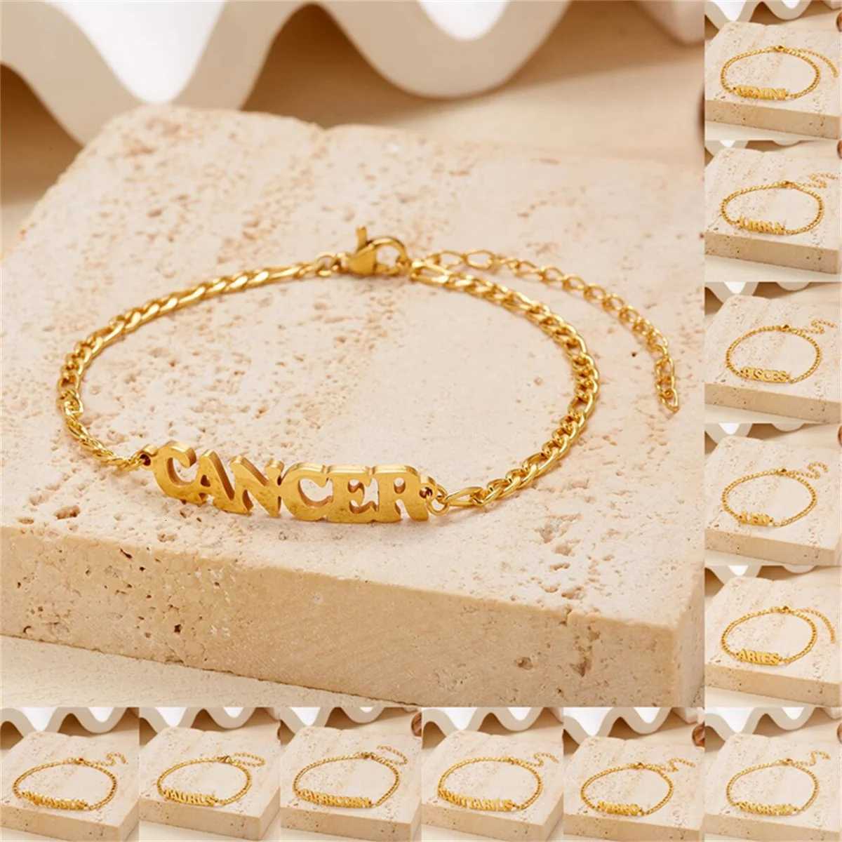 12 Constellations Zodiac Sign Charm Bracelets for Women Men Gold Color Stainless Steel Bracelet Birthday Jewelry Gift WholesaleT251110