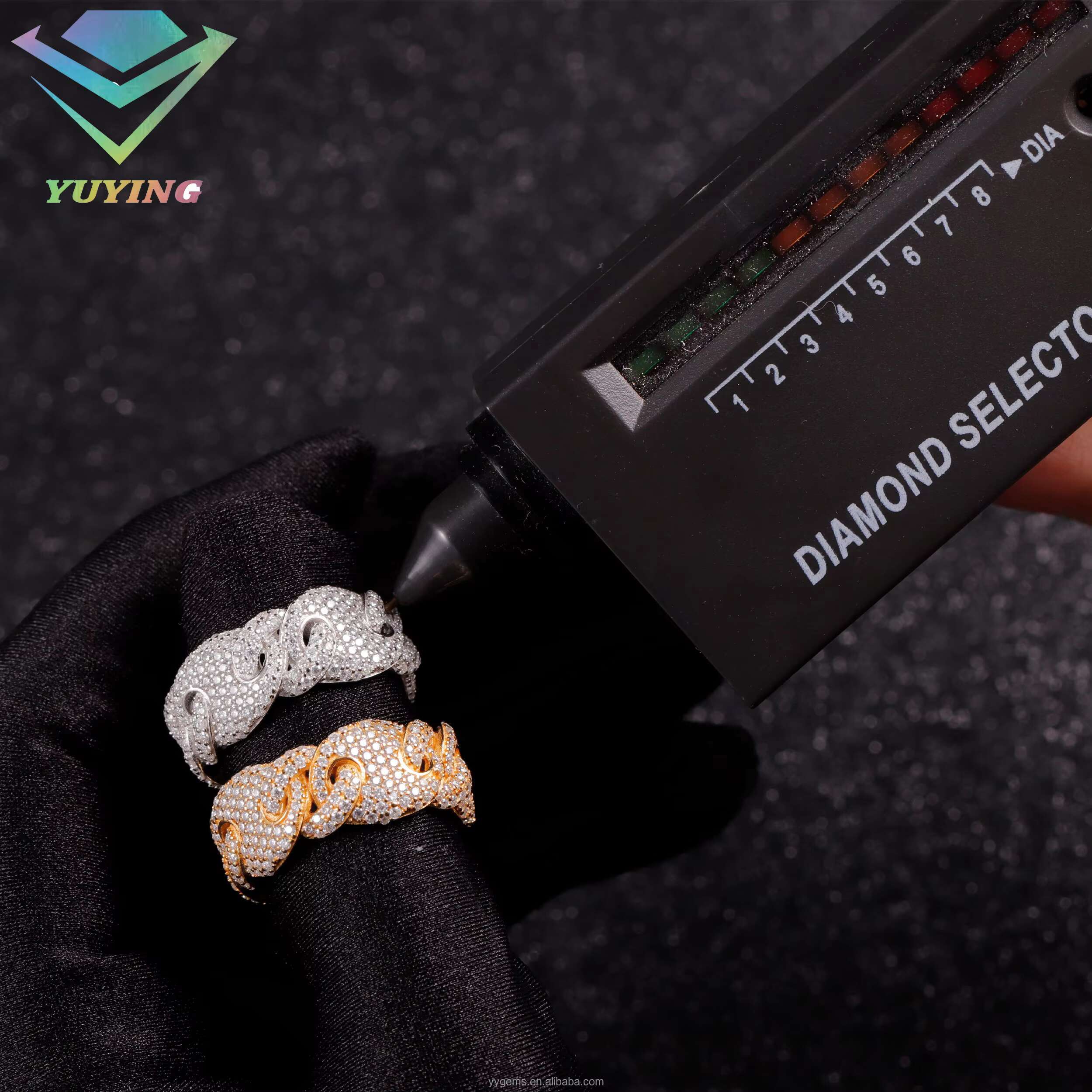 Ready to Ship 925 Sterling Silver Cuban Ring for Men Women Iced Out Moissanite Ring Fashion Jewelry Hip Hop Cuban Ring