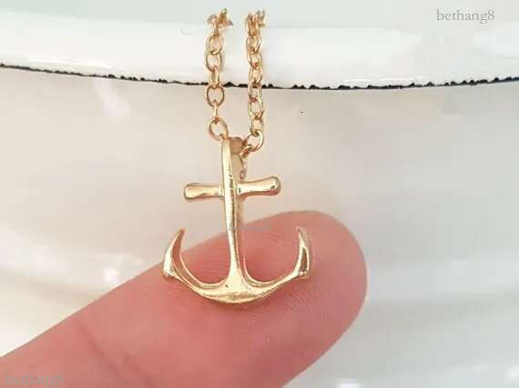 Tiny Boat Anchor pendant chain Necklace Sideways Mens Navy Nautical Anchor Necklaces Boat Hooks Necklace for Women jewelry