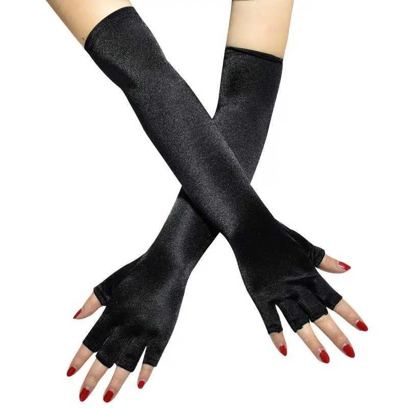 Ladies Gloves European and American Fashion Hot Drill Sequins Stretch Silk Satin Long Gloves Wedding Accessories Gloves C021 L251110