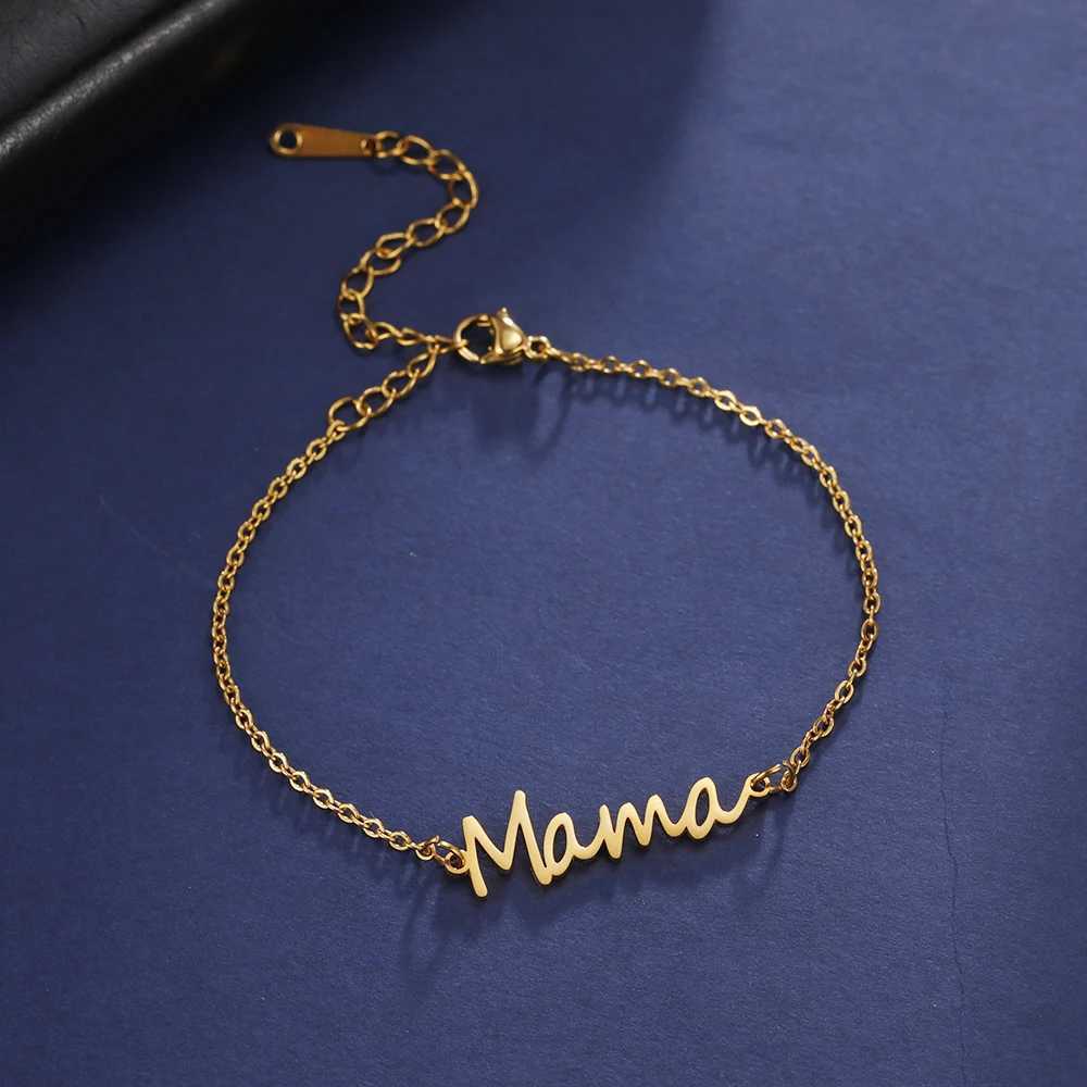 Skyrim Letter Mama Charm Bracelet Men Women Stainless Steel Double Layer Beads Chain Bracelets Fashion Jewelry Mother Day GiftT251110
