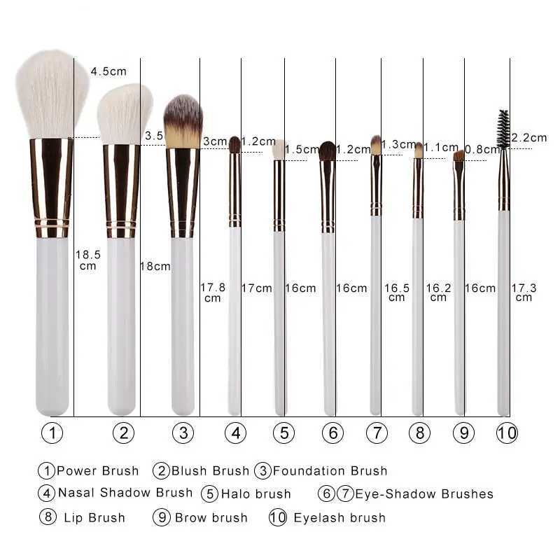 10 Piece Wool Makeup Brush Set With Wood Handles Powder Brushes Professional Full Face Makeup Tools Kit For Salon And Home L251110
