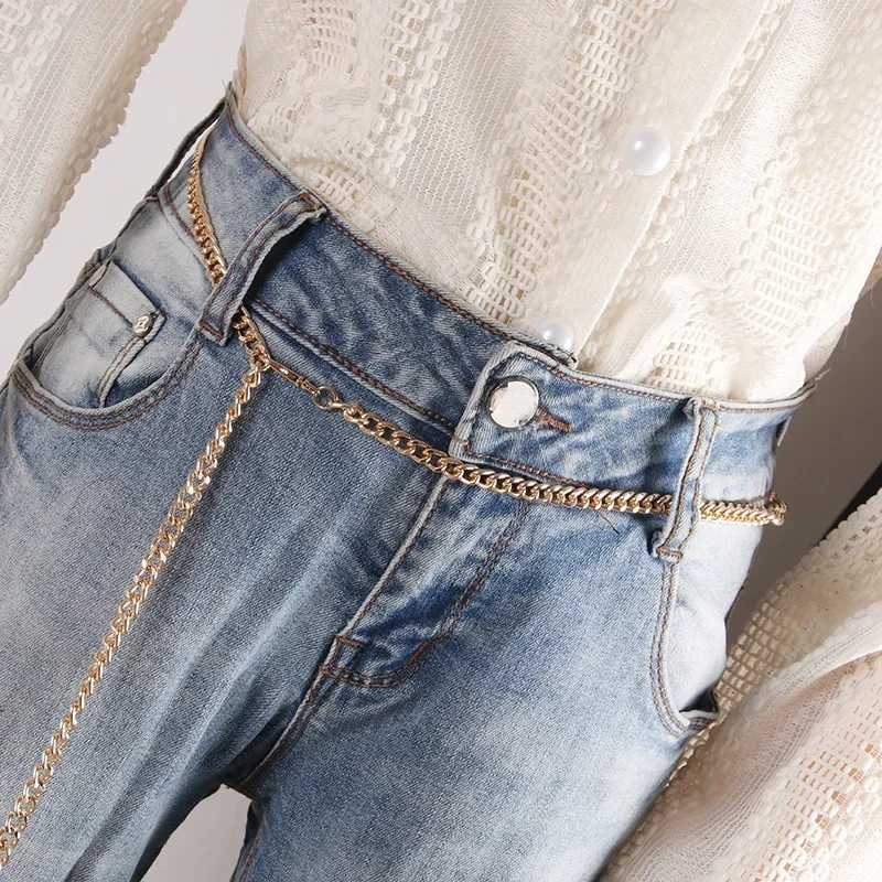 Fashion metal ball pendant waist chain thin strip gold long girl Fem strap used for dresses skirts decorative belts X250410