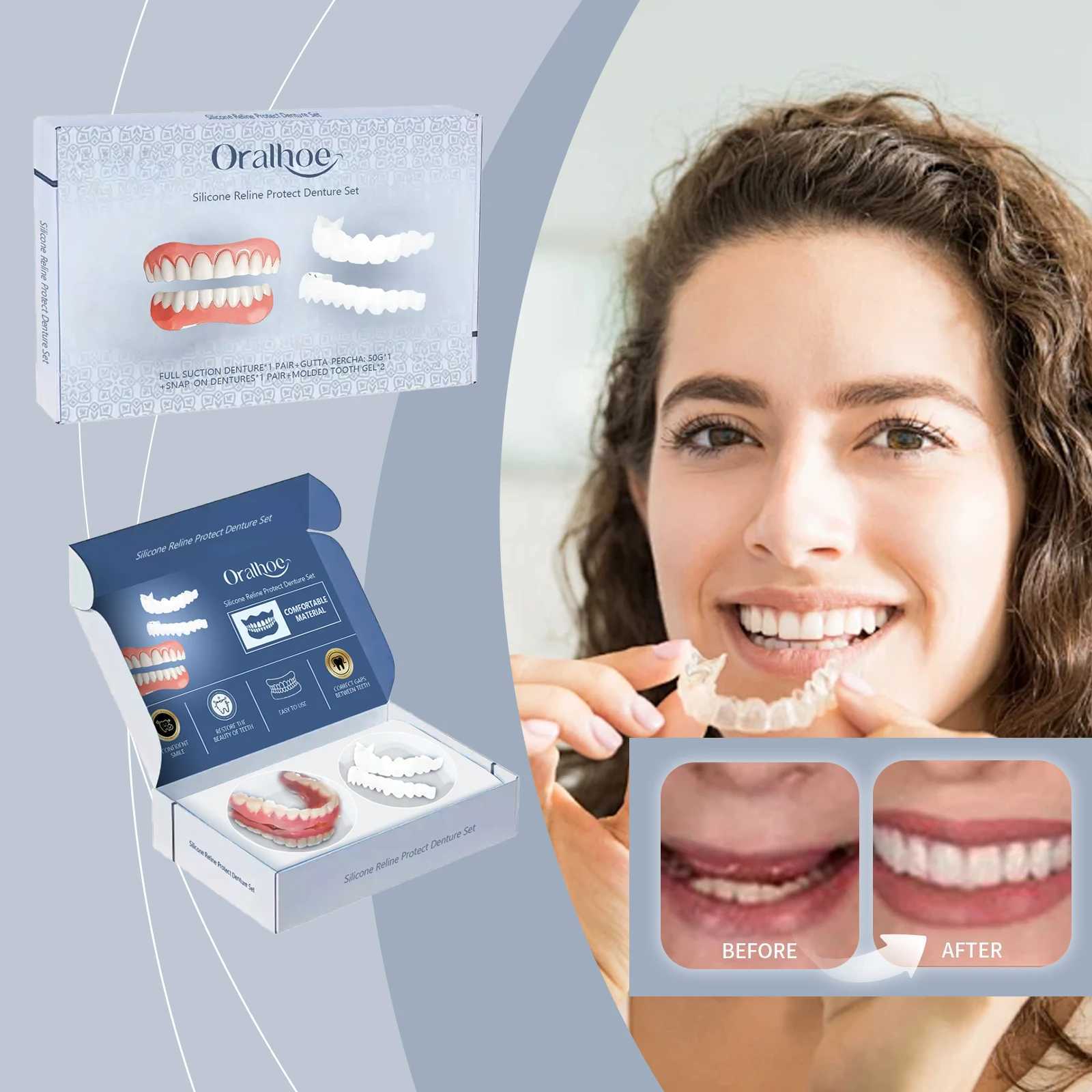 3D Adjustable Denture Kit - Low Allergy Cosmetic Teeth for Instant Smile Correction and Daily Comfort M250410