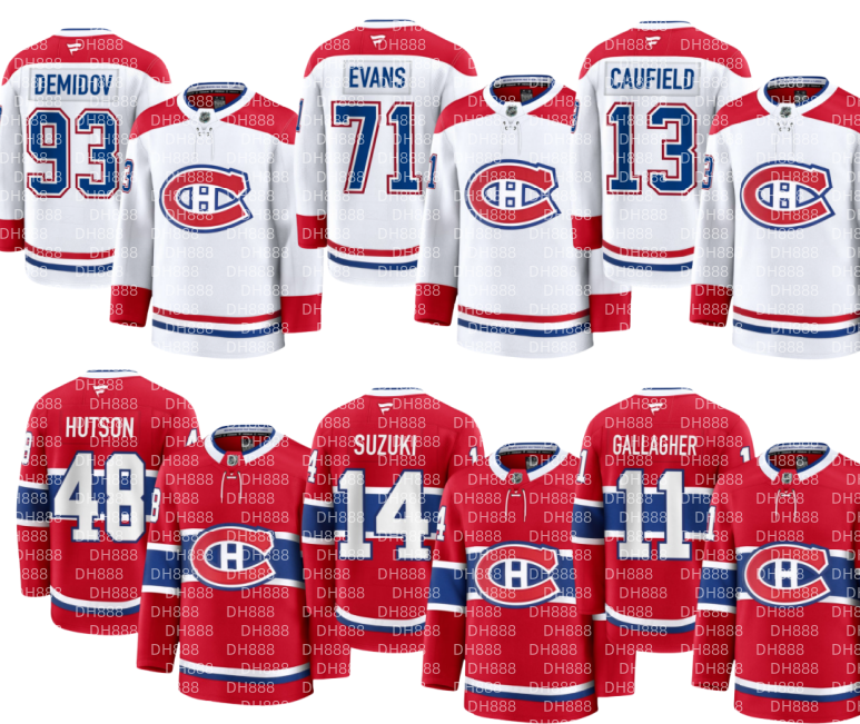 Custom Canadiens Hockey Jersey IVAN DEMIDOV Nick Suzuki Cole Caufield Lane Hutson Juraj Slafkovsky Brendan Gallagher Jake Evans Patrik Laine Christian Dvorak
