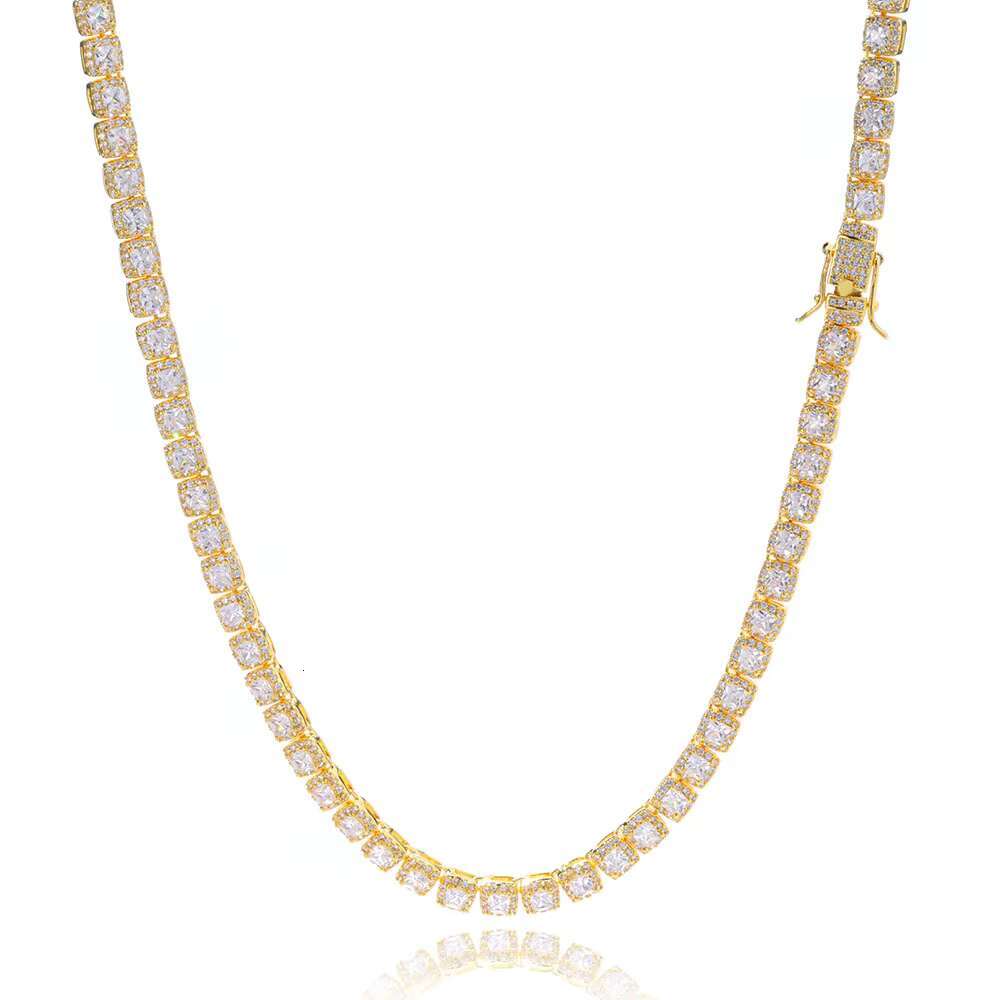 HipHop S925 Silver Moissanite Necklace HighEnd Rock Candy Chain Full Diamond Men Trendy Cross-Border
